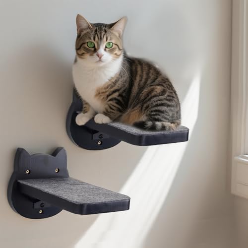 ESPETS Black Painted Solid Wood Cat Wall Climbing Steps, Set of 3 - color: Black
