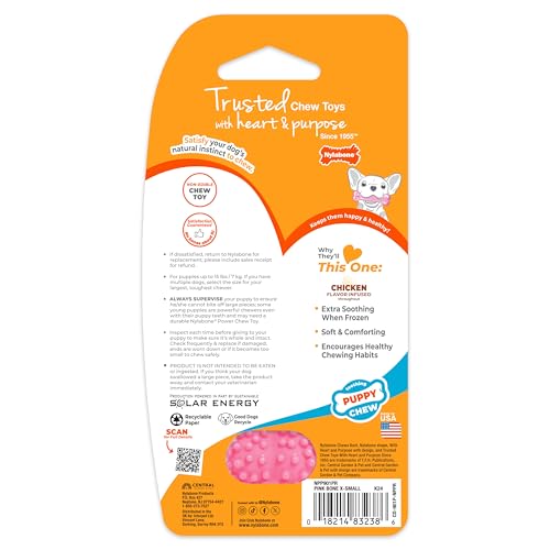 Nylabone Puppy Chew Pink Textured Teething Dog Bone, X-Small - color: Pink, size: X-Small