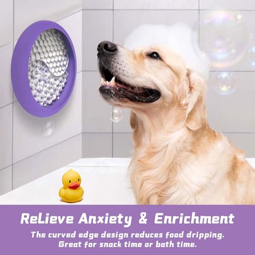 Dog Lick Bowl, Non-Slip Lick Mat Slow Feeder for Dogs & Cats - color: Purple, size: Large