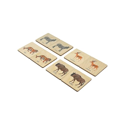 Wooden African Animals Memory Game, Safari Animals Montessori Toys, Wood Wild Animals Memory Game, Homeschool Activity, Toddler Gift, Nephew Gift, Birthday Boy Gift, Memory Tiles (4.5x4.5cm) - size: 1.8x1.8"(4.5x4.5cm), style: Safari Animals