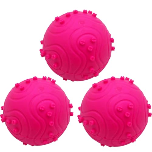 Dog Balls，Dog Squeak Toys for Small Medium Large Dogs Squeaky Toy Balls 3 Pcs (3, red) - color: red