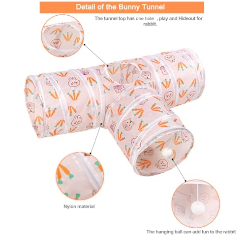 3 Way Washable Rabbit Hideout Toys, Guinea Pig Tunnels & Tubes - color: White