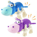 TOOPTATE 2-Pack Squeaky Hippo Dog Toys, Blue & Purple, Medium - color: Blue + Purple, size: Medium