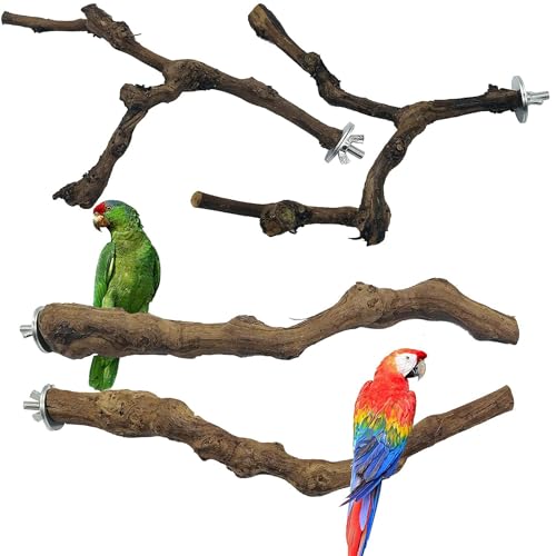 4PCS Bird Perch Natural Grape Stick Bird Standing Stick Grapevine - color: 4PCS Natural Grape Stick