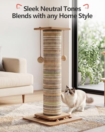 Odoland 31" Tall Large Cat Scratching Post with Replaceable Scratcher Pad - color: Stripe
