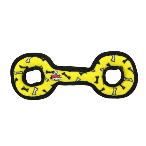 TUFFY® : 2 Pack TugOWar Dog Toy: Ultra Durable Plush Toy with Multiple Layers & Reinforced Seams, Washable and Floats, Original Construction - color: 2PK Yellow Bones TugOWar
