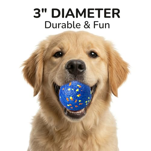 E-TPU Dog Balls, Tough High-Bounce Floating Fetch Toys, 2 Sizes - color: Blue & Yellow (4-Pack), size: Medium (3" diameter)