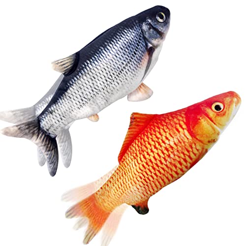 Tocirelo Cat Toys Interactive Flopping Fish with Catnip, Kitten Kicker Toy - color: Crusion+Redfish
