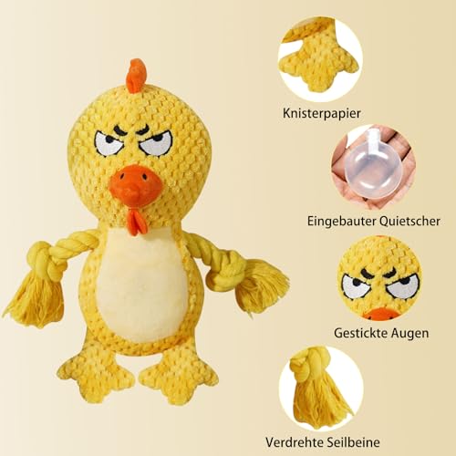 Cute Animals Interactive Dog Squeak Toys, Rope Plush Pet Chew Toys - Yellow - color: Yellow Chick