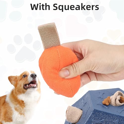 Dog Snuffle Ball - Upgrade Ball Interactive Puzzle Dog Toys, Foraging Truffle Pads Puppy Snack Dispenser Slow Feeder Suitable for Any Size Pet with Squeaky Carrot Toys (Blue) - color: Blue