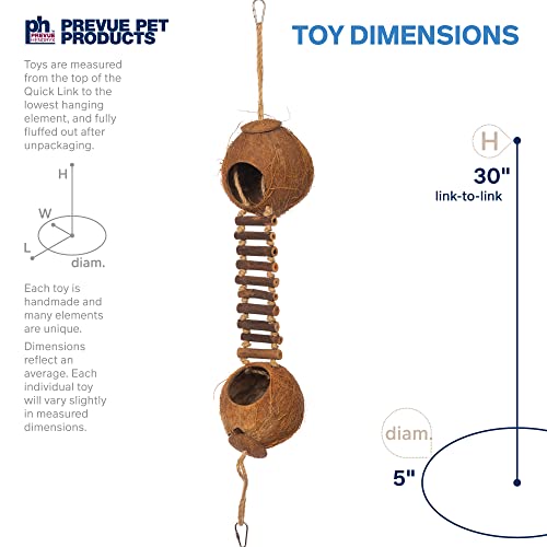 Prevue Pet Products Naturals Double Coconut Walk Small Animal & Bird Toy - style: Coco Hideaway with Bird Ladder