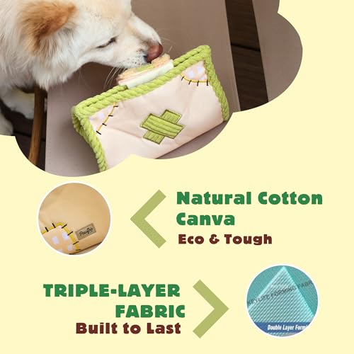 Interactive Dog Toys, Snuffle Puzzle Toys for Small Medium Large Dogs – Durable Hide & Seek Treat Dispenser with Squeaky & Crinkle Sounds, 2-in-1Chew Toy, Dog Birthday for Gifts (Tissue Box) - color: Tissue Box