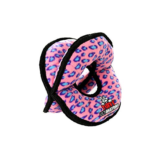 TUFFY® 2 Pack Ultimate 4Way Ring Ultra Durable Plush Dog Toys - color: 2PK Pink Leopard 4Way Ring