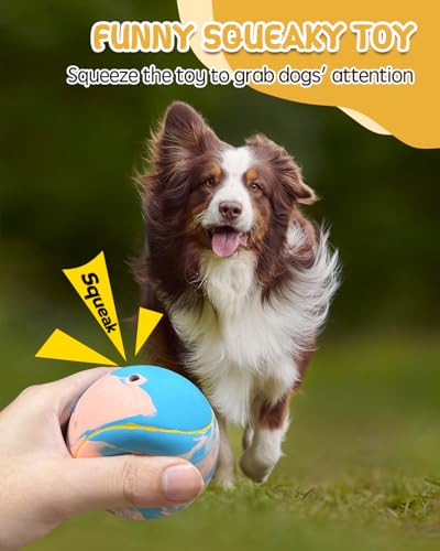 SCHITEC Dog Squeaky Ball Toys, Interactive Tennis Balls for Fetch Play, Latex Rubber Pet Toy for Medium Large Breed Dogs - size: For Medium/Large Dogs, style: Tennis Ball