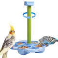 Fhiny Rotating Parrot Perch, Bird Foraging Stand Spinning Toy Blue - color: Blue