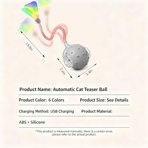 Interactive Cat Toys for Indoor Cats,3-Tails,Automatic Moving Kitten Toys - color: Gray