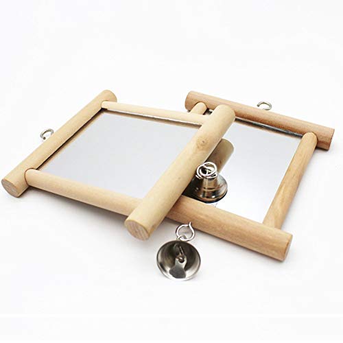 Litewoo Bird Mirror with Bell Parrot Swing Interactive Play Toys, 2PC - color: Bird Mirror with Bell-2PCS