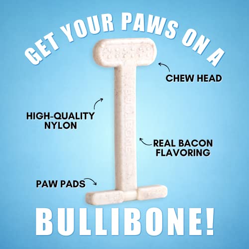 Bullibone Nylon Dog Chew Toy for Aggressive Chewers - Dental Hygiene Bone with Bacon Flavor, Durable Tough Chew Toys for Small Dogs, Indestructible Dog Bone - 3 Pack - size: Small - 3 Pack