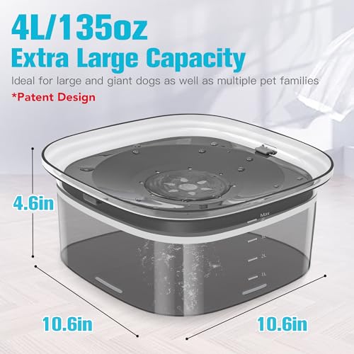UPSKY 4L Dog Water Bowl No Spill Large Capacity Slow Drinking Water Feeder - color: I-Black, size: 4 L