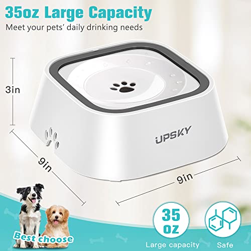 UPSKY 35oz No-Spill Pet Water Bowl, Slow Water Feeder for Dogs and Cats - color: white