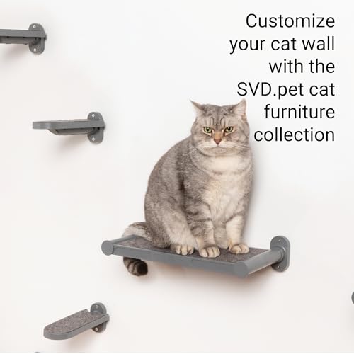 SVD.PET Cat Wall Shelves, 17" x 8" Wall Furniture with Felt Pad, Modern Design, Easy to Install & Clean, Cat Perch for Sleeping & Playing (Dark Grey) - color: Dark Grey, size: Cat Shelf