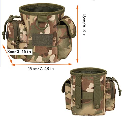 Compact Drawstring Tactical Dump Pouch Bag Dog Treat Training Pouch for Range Shooting, Hunting Airsoft ，Also As Training Bag for Doggie Puppy Treat Snack Pet Toys - color: CAMO