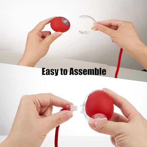 Interactive Dog Cat Toy Ball, Upgraded Rechargable Smart Automatic Rolling Pet Ball with Tail, Fast Moving Toy for Bored Indoor Kitty Puppy - color: Red