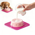 Slow Feeder Dog Bowls with Rolling Ball & Lick Mat for Dogs and Cats - color: Pink-A