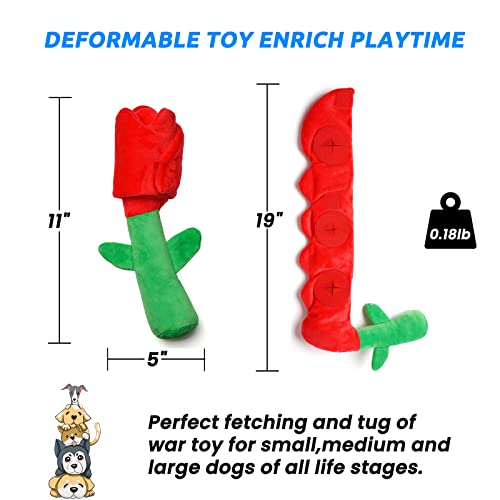 Dog Toys, Dog Puzzle Toys, Valentine Day Dog Toys, Enrichment Squeaky Crinkle Plush Treat Dispensing Mental Stimulation Dog Toy, Rose - style: Rose