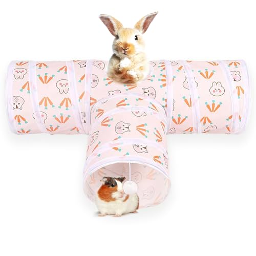 3 Way Washable Rabbit Hideout Toys, Guinea Pig Tunnels & Tubes - color: White