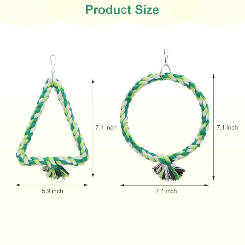 Wontee Bird Swing Bird Rope Perch Parrot Climbing Stand for Parakeets Budgies Cockatiel Conure Quaker Caique (S(5.9IN, 7.1IN)) - size: S(5.9IN, 7.1IN)