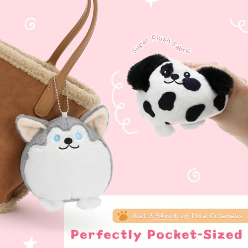 Muiteiur 6PCS Dog Plush Keychain Set, 3.94" Cute Mini Stuffed Animal Charms - style: 6 Pcs Dog Set