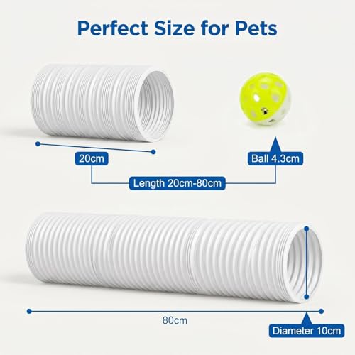 1 Pack Ferret Tubes & Tunnels with 4 Bell Balls, 3.9 in Wide, White - color: White, size: 1PCS