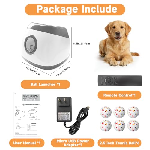 Automatic Dog Ball Launcher, 6 ETPU Balls, Adjustable Distance - color: Grey-XL