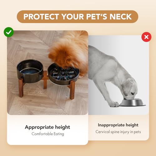 Havniva Raised Slow Feeder Dog Bowls, Elevated Dog Bowls Slow Feeder Set - color: 2 x Starry Sky + Stand - C, size: M- 7.3inch / 1.2 Cups