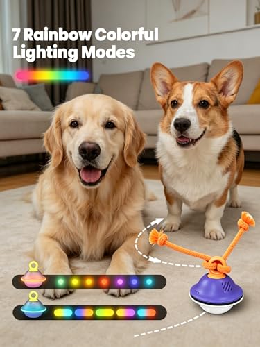 Interactive Dog Toy, 3 Play Modes Smart Moving Bouncing Dogs Ball with Rope - color: Orange-1