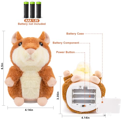 Talking Hamster, Interactive Plush Toys for Boys Girls 3-5 Year Old Gifts - color: Brown