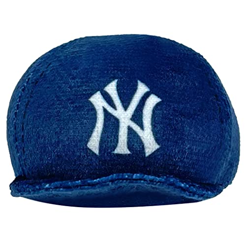 BEST PLUSH CAT TOY - MLB NEW YORK YANKEES Complete Set of 3 piece Cat Toys filled with Fresh Catnip. Incl: 1 Baseball Cap Cat Toy, 1 Baseball Cat Toy with Feathers & 1 Beer Bottle. Beautiful Team LOGO - color: New York Yankees
