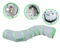 PetLike S Way Cat Tunnel Collapsible Pop-up Pet Tube Hideaway Play Toy with Ball (S-Way, Grey and Green) - color: Grey and Green, size: S-Way