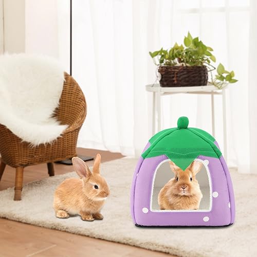 BWOGUE Guinea Pig Bed Hideout, Washable Hamster Cave for Small Animals - color: Strawberry Purple