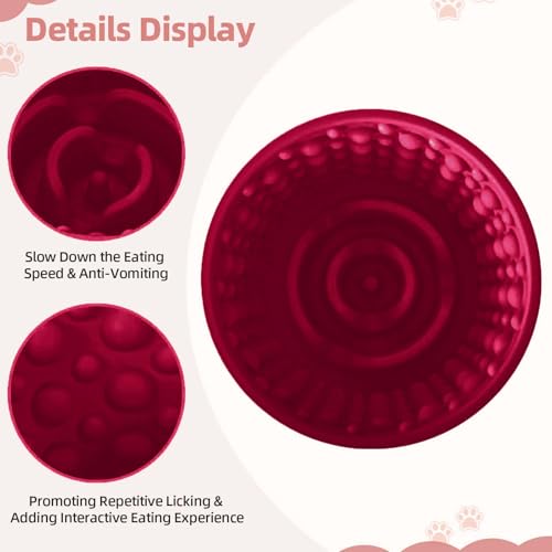 Dog Lick Bowl, Non-Slip Freeze Slow Feeder Small Medium, 1.6 Cup - color: Claret