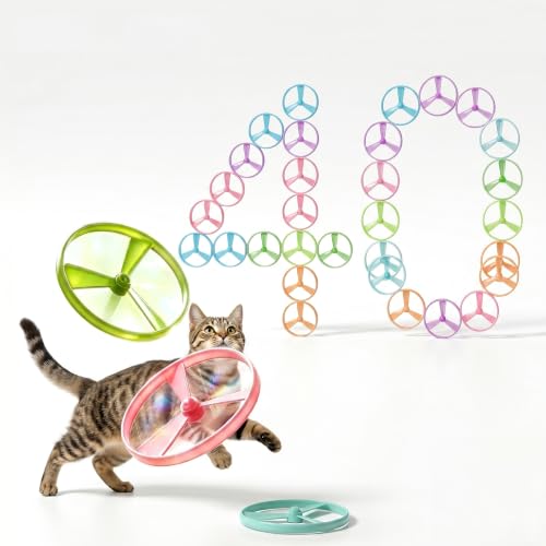 40Pcs Cat Toy Flying Discs, Interactive Cat Fetch Toy for Indoor Cats - color: 40 PCS Disc