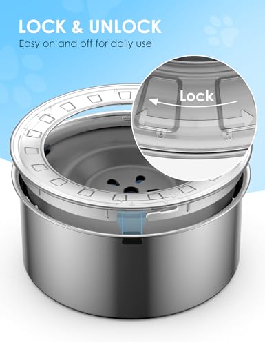 Heouvo 1.8 Gallon No Spill Dog Water Bowl with Slow Drink Floating Disk - color: Gray, size: 7L