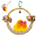 Circle Bird Swing with Bell,Bamboo Parakeet Rope Perches for Cage Ring Bird Swings Chewings Nuts Toys for Parrots Cockatiels Lovebirds Budgie - size: 【 Small Bell】