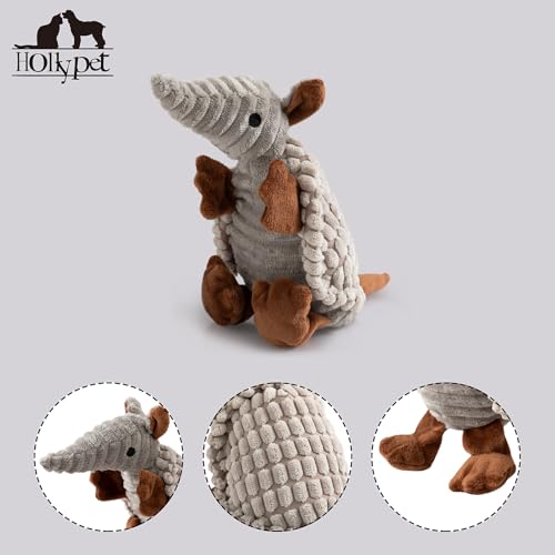 Hollypet Armadillo Squeaky Puppy Dog Toys for Small Medium Dogs, 8" - color: Light Gray, size: 8 IN