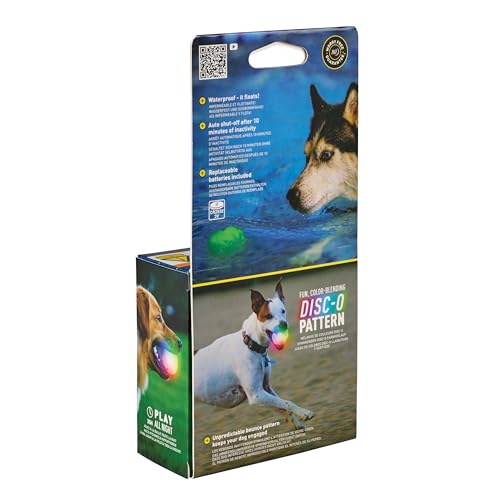 Nite Ize GlowStreak Wild LED Ball, Bouncy Motion Activated Light Up Dog Ball for High Energy Dogs, Disc-O