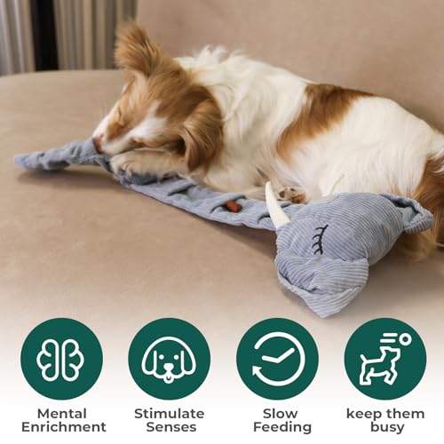 Trunk or Treat Plush Toy for Dogs, Snuffle Interactive Dog Treat Puzzle, Puppy Plush Toy, Machine Washable Dog Enrichment, Made of Recycled Materials, All Breed Sizes, Elephant - color: Elephant