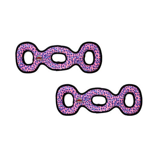 TUFFY® 2 Pack Ultimate 3WayTug Ultra Durable Plush Dog Toys - color: 2PK Pink Leopard 3Way Tug