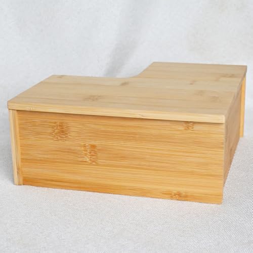 0.3" Thick Bamboo Hamster Maze, Pre-Assembled L-Shape Wooden Hideout, Safe One-Piece Fixed Construction, Large Nesting Habitat for Syrian Hamster, Gerbil, 11.6 x 11.6 x 5.1 in, Large