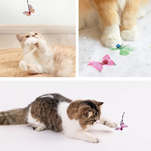 SONGWAY Cat Butterfly Toys - 13 Pieces Cat Toy Set with Retractable Wand and Butterfly Toy Replacement with Bell, Interactive Toys for Indoor Cats Kittens - size: Butterfly Cat Wand Toys 10 Pieces